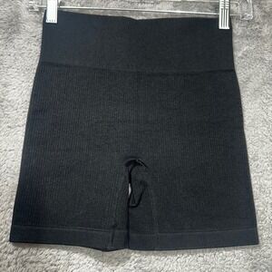 Unbranded Biker Shorts Womens S Black High Waist Ribbed Seamless Athletic